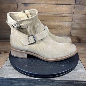 Paul Green Women's Size 8 Wyatt Taupe Leather Buckle Ankle Zip Up Booties NWOB